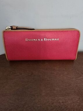 Dooney & Bourke Zip Wallet Red With Pink & Red Interior